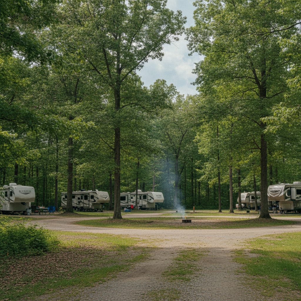 RV camping near New Philadelphia for a Paul Bunyan Show visit